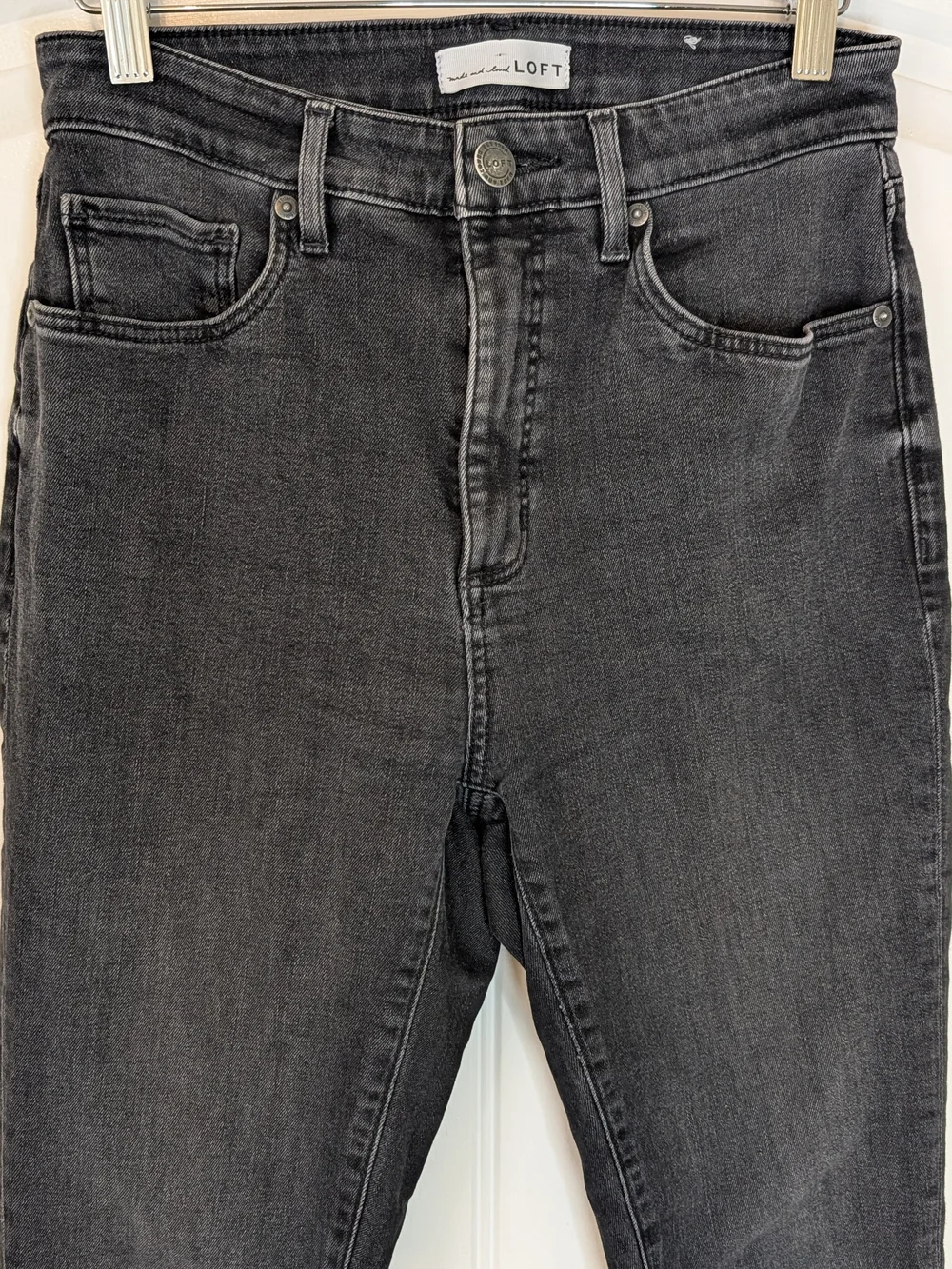 LOFT Dark Gray Denim Curvy High Rise Skinny Jeans